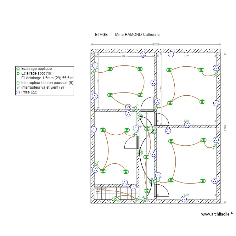 PLAN ELECTRIQUE ETAGE  RAMOND. Plan de 0 pièce et 0 m2