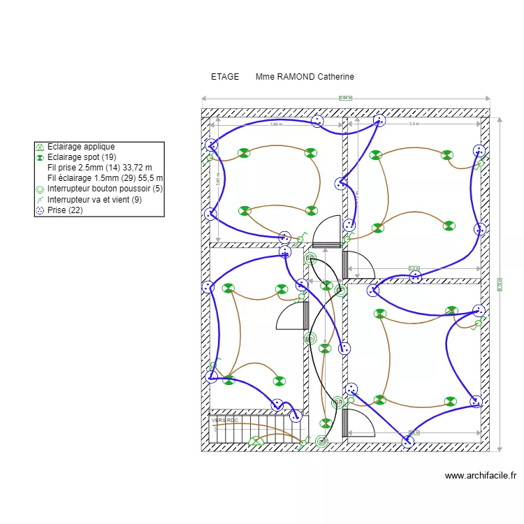 PLAN ELECTRIQUE ETAGE  RAMOND. Plan de 