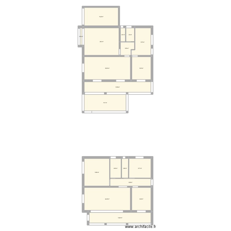 Benoit. Plan de 19 pièces et 197 m2