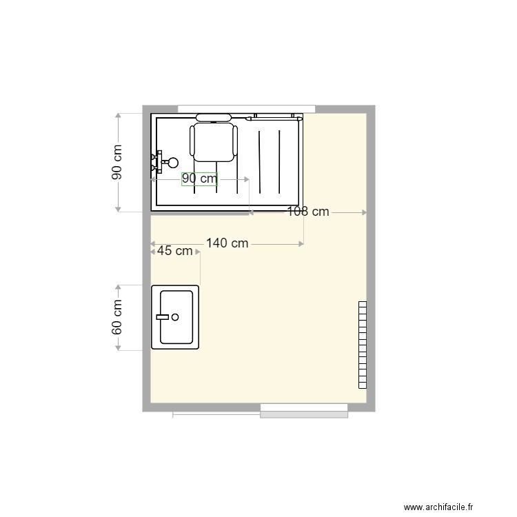 Plan après travaux Burel. Plan de 1 pièce et 5 m2