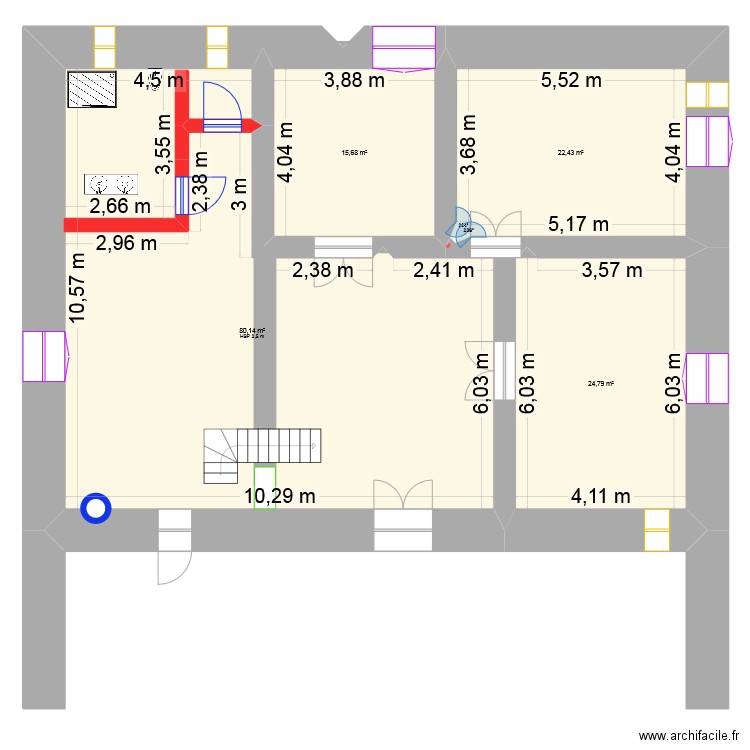 borj sfaxi. Plan de 4 pièces et 143 m2