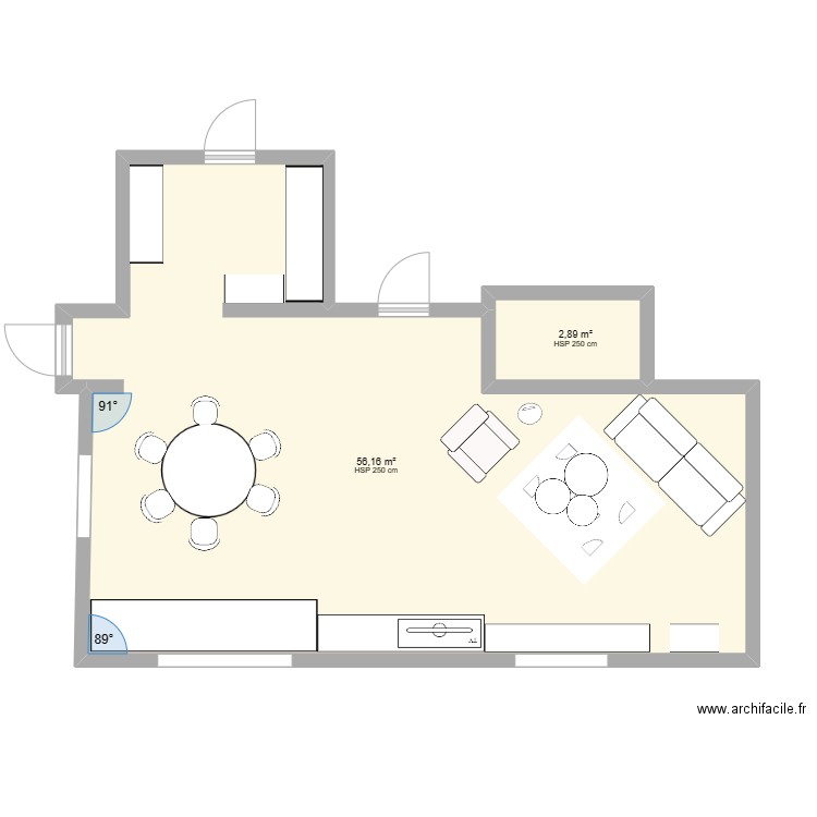 Plan Ryckebusch Ploumagoar. Plan de 2 pièces et 59 m2