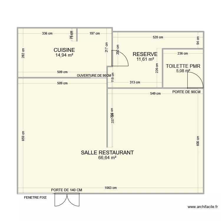 PLAN APRES TRAVAUX SEVEN FOOD. Plan de 