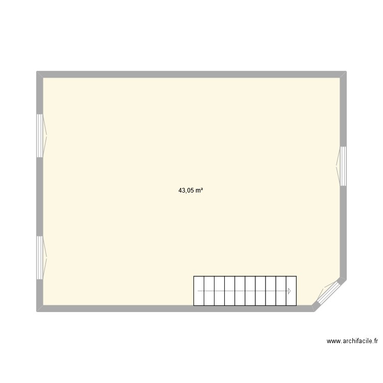 Etg_V2. Plan de 1 pièce et 43 m2