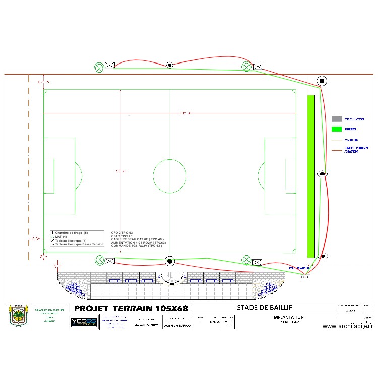 Plan Stade de Baillif principe réseau. Plan de 0 pièce et 0 m2