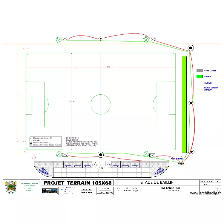 Plan Stade de Baillif principe r&eacute;seau. Plan de 
