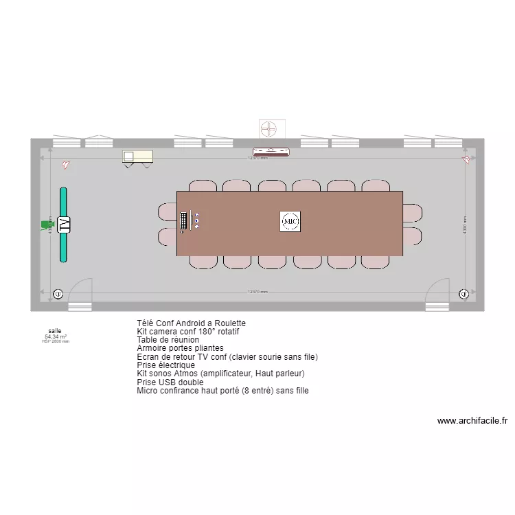salle de conf. Plan de 