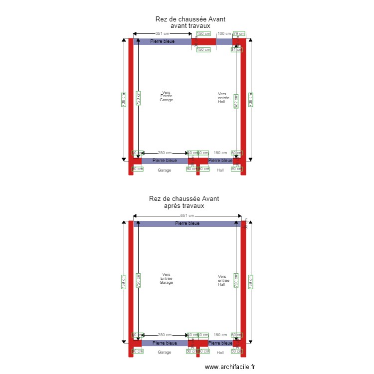 202009221655 Rez de chaussée Avant avant et après travaux. Plan de 0 pièce et 0 m2