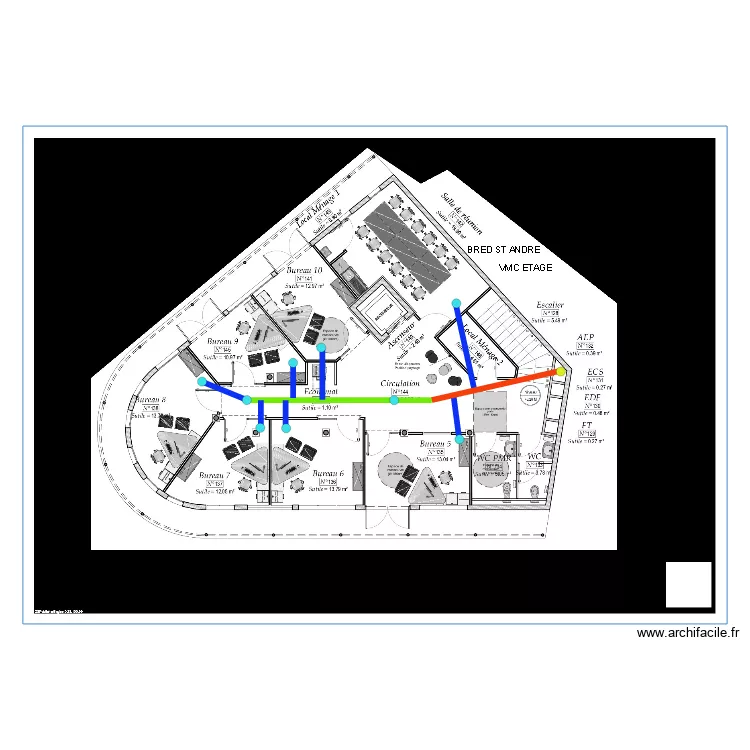 BRED VMC ETAGE DES BUREAUX. Plan de 