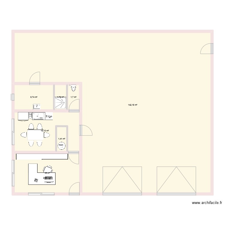 bureau zi. Plan de 0 pièce et 0 m2
