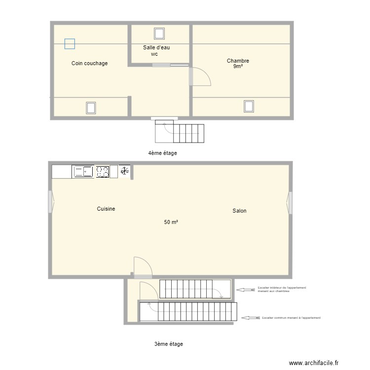 87G9211. Plan de 5 pièces et 96 m2