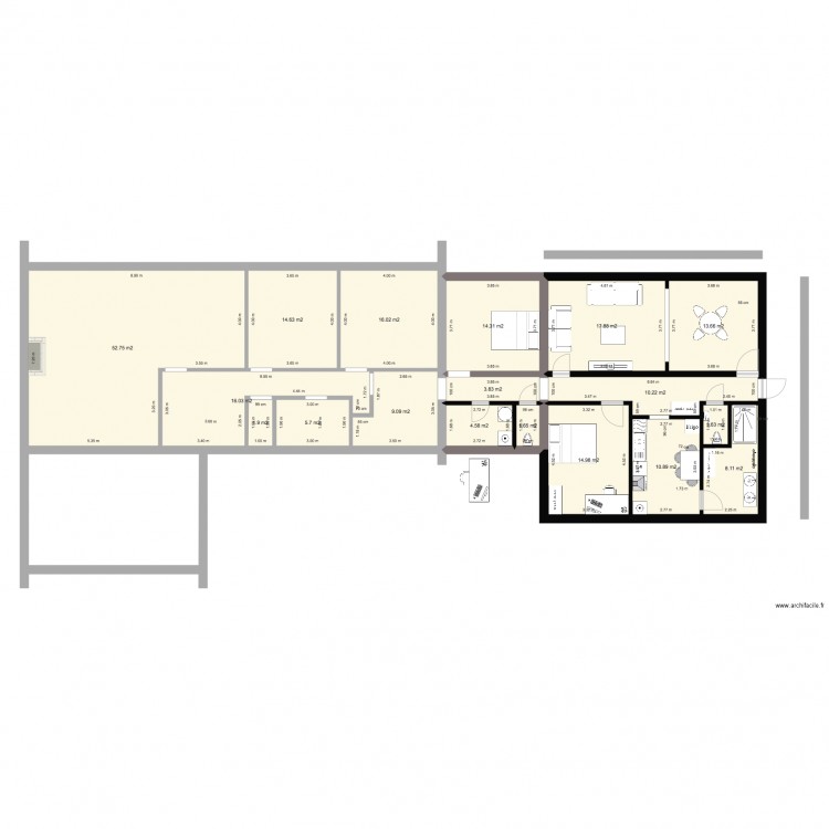 Vedrin avec annexe  90 avant rénovation. Plan de 0 pièce et 0 m2