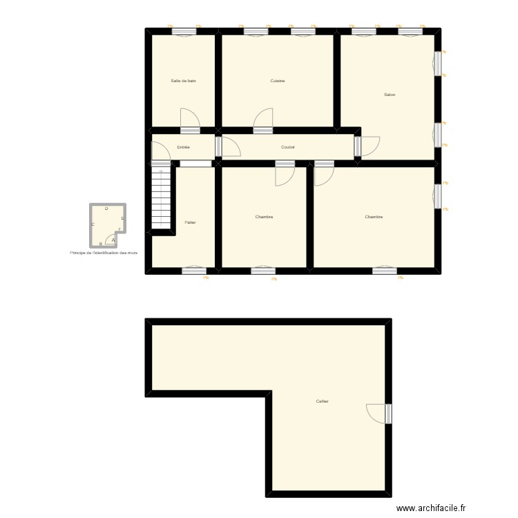 Croquis FISCHBACH 2ème et cellier. Plan de 11 pièces et 154 m2