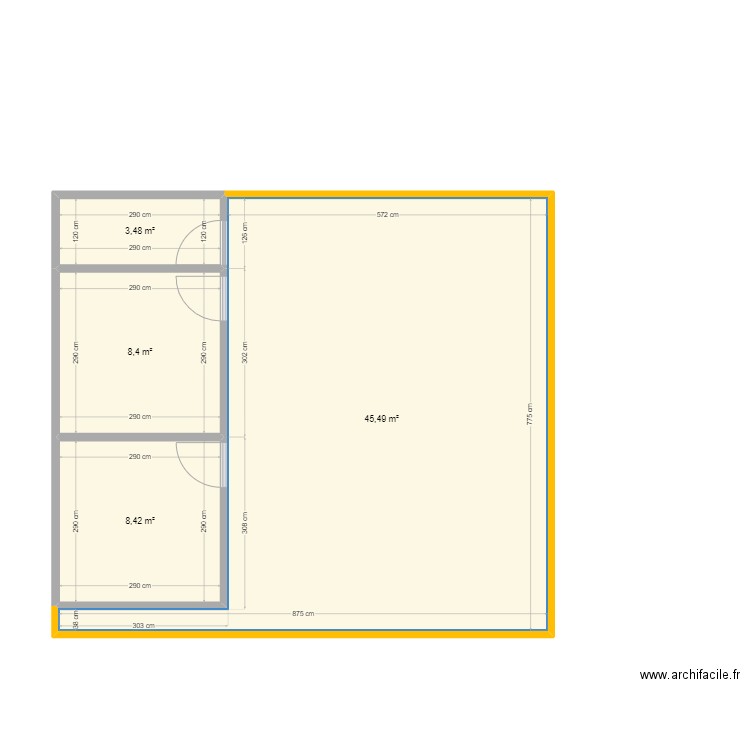 DiseñoSET23. Plan de 4 pièces et 66 m2