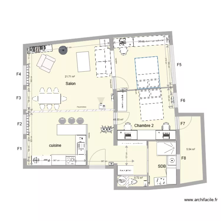 Nantes V4 nouvelles dimensions Am&eacute;nagement. Plan de 