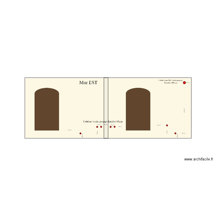 Mur est 2 fenêtres position prises. Plan de 1 pièce et 16 m2