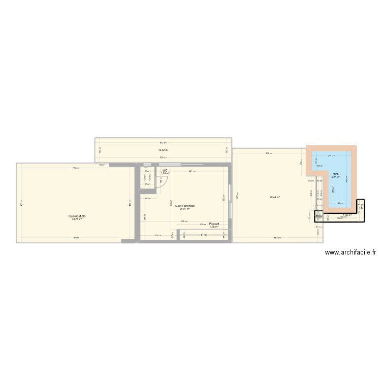 Suite parentale 01. Plan de 9 pièces et 109 m2