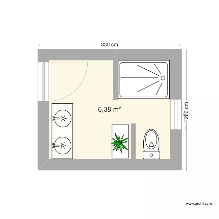 salle de bain Feng Shui version 2. Plan de 