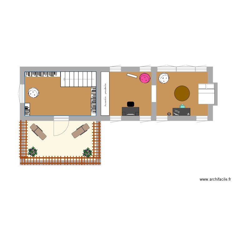 etage2. Plan de 3 pièces et 30 m2