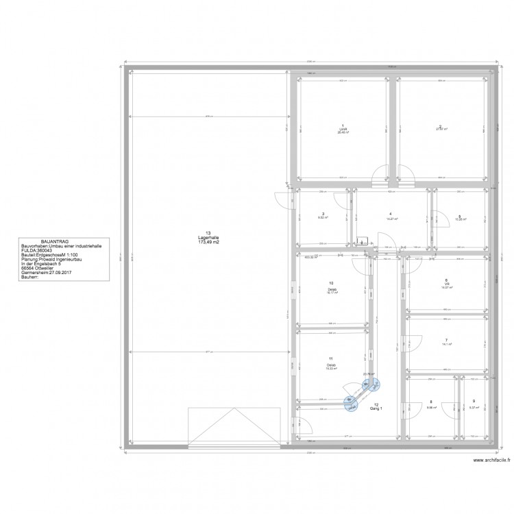 fulda hall coupe 1. Plan de 0 pièce et 0 m2