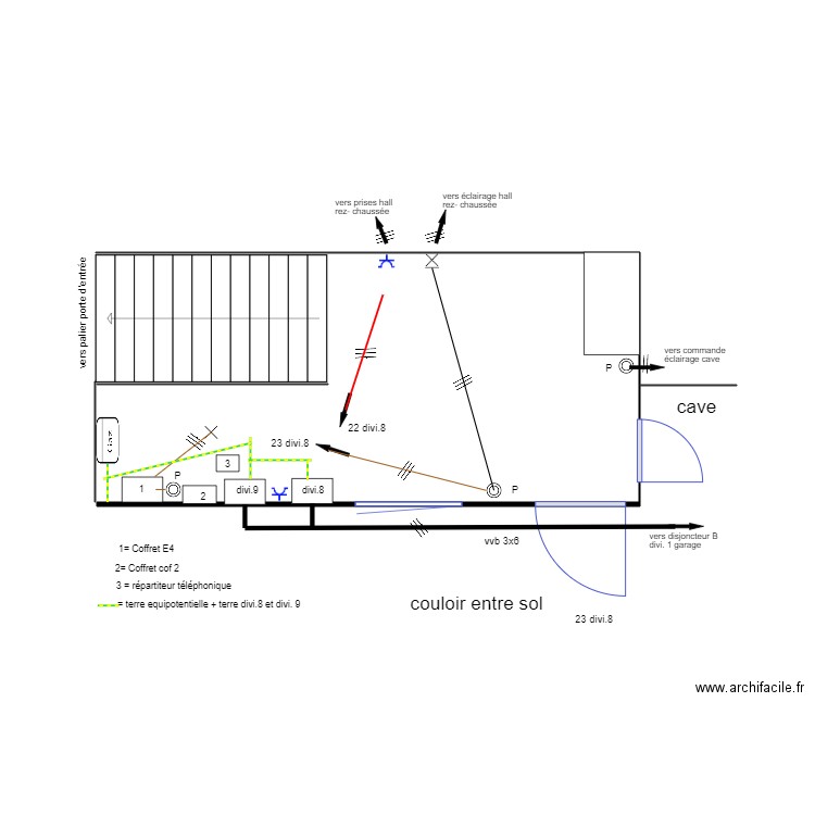 palier entre sol. Plan de 0 pièce et 0 m2