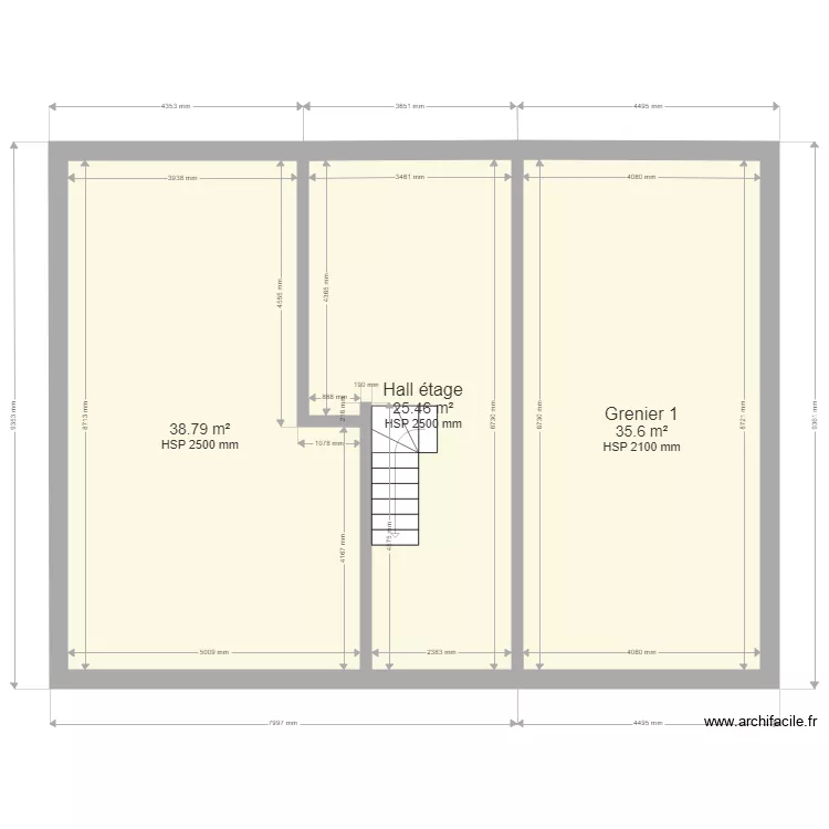 Plan du niveau 1 &eacute;tage. Plan de 