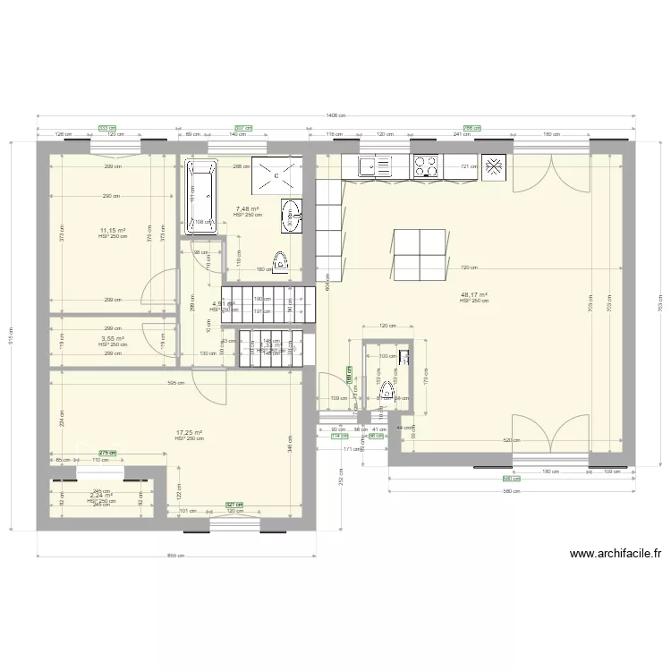 maussane 1 rdc sdbain2. Plan de 