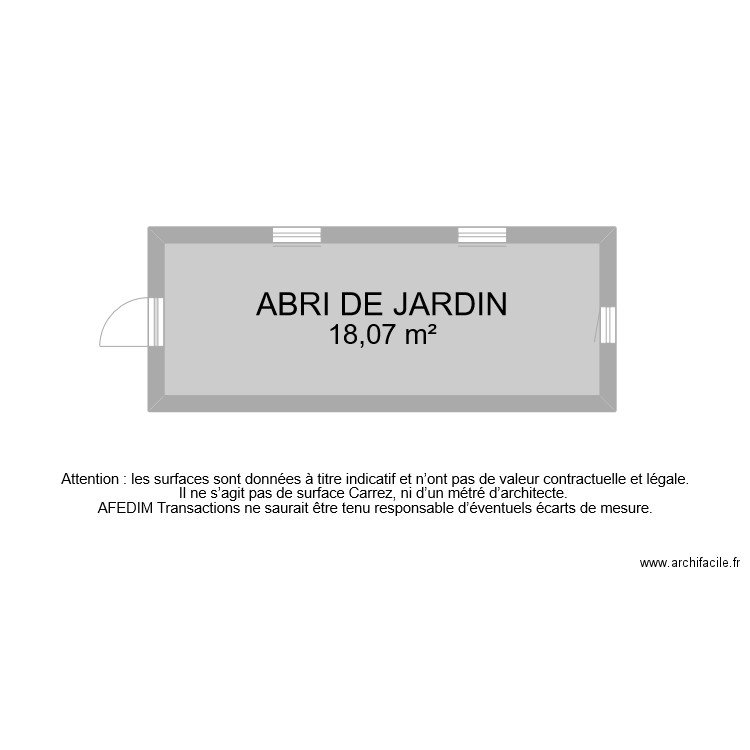 BI 9404 ABRI DE JARDIN . Plan de 1 pièce et 18 m2
