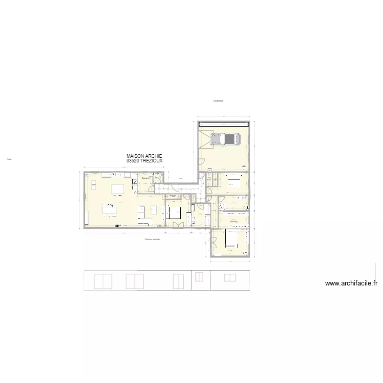 Plein pied en T revu archi 18 sept cuisine en U. Plan de 