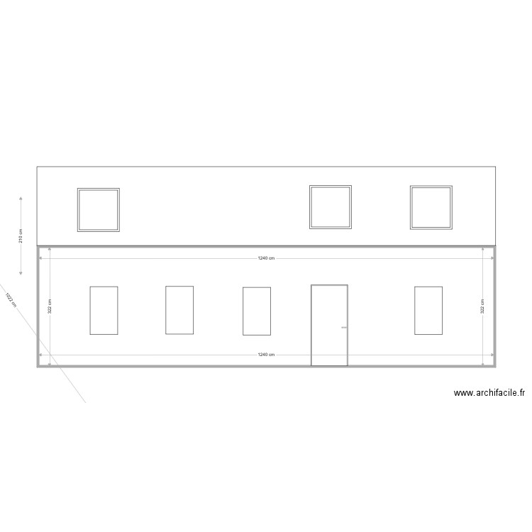 Facade sud JK 3 fenetres. Plan de 0 pièce et 0 m2