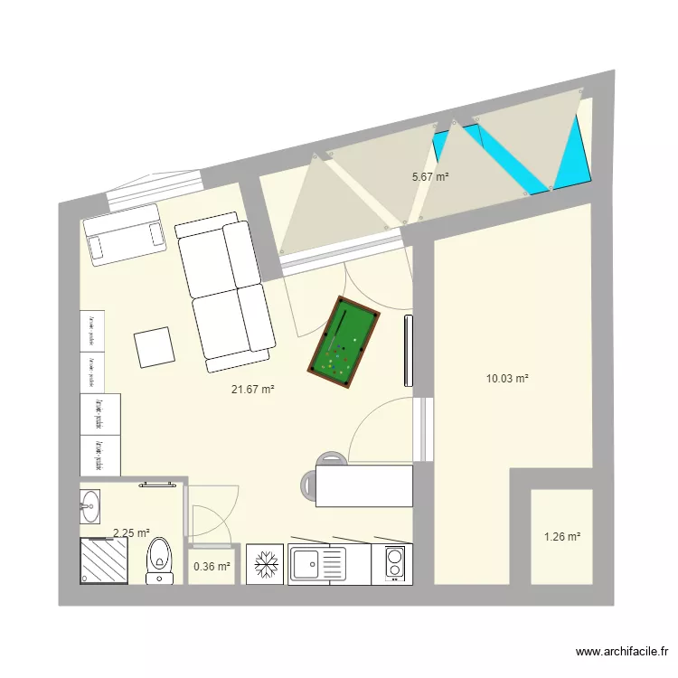 salle de jeux dans studio. Plan de salle de jeux dans studio. Plan de
