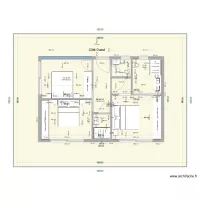 Chambres 6 x 9 m&egrave;tres &eacute;tage simulation c&ocirc;t&eacute; ouest situ&eacute; au rez coll&eacute; &agrave; partie s&eacute;jour cuisine escalier &agrave; ajouter