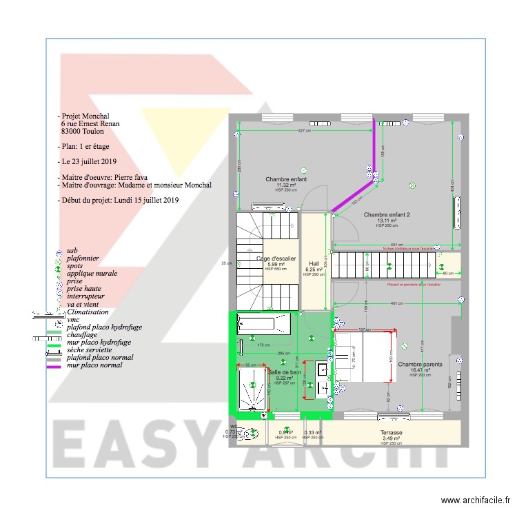 Projet Monchal  1er étage. Plan de 0 pièce et 0 m2