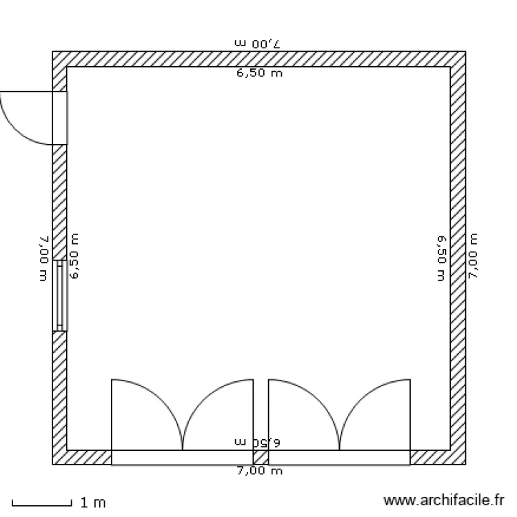 garage 7 m  x  7m. Plan de 