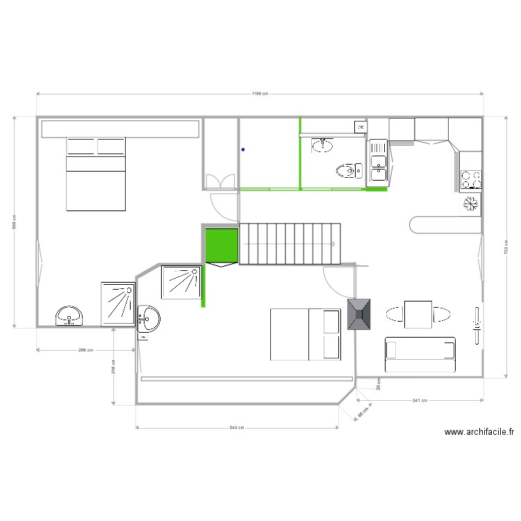 Madeleine 1er etage option 4. Plan de 0 pièce et 0 m2