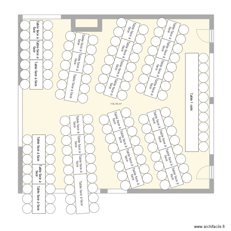 Salle Mariage V2. Plan de 1 pièce et 118 m2