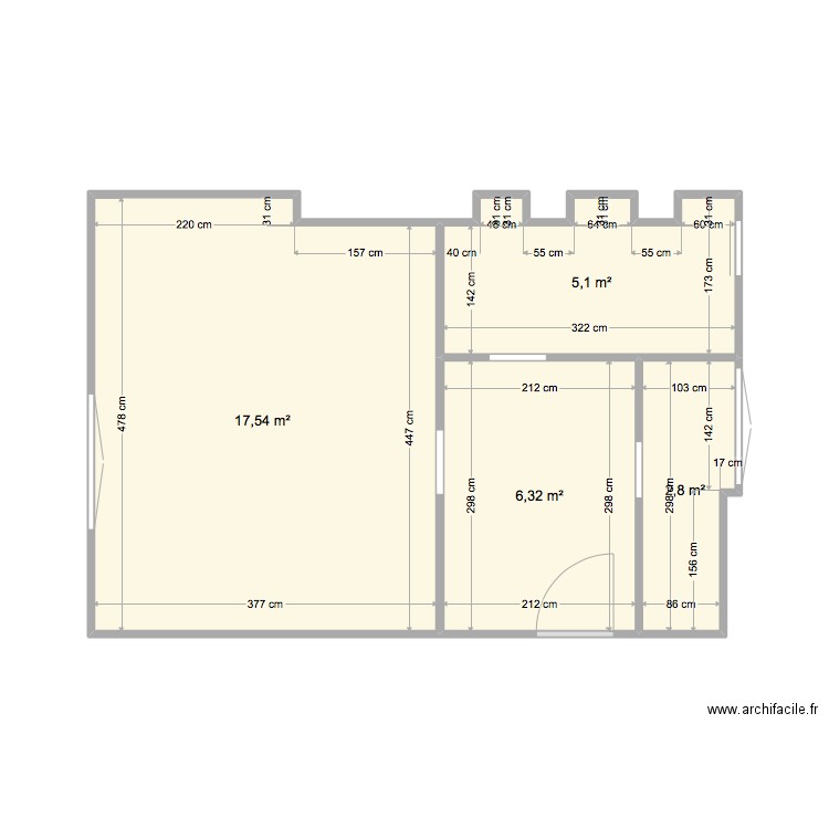 BAC1. Plan de 4 pièces et 32 m2