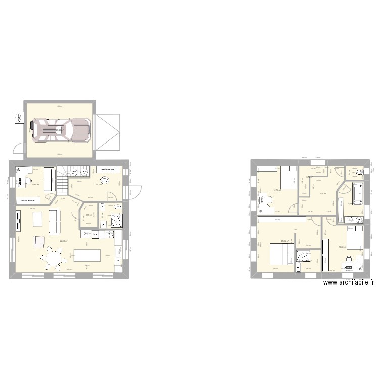 Construction. Plan de 15 pièces et 181 m2