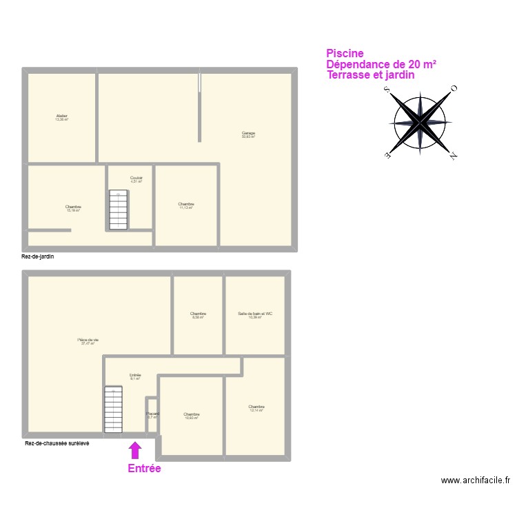 GROSJEAN Tantonville. Plan de 14 pièces et 187 m2