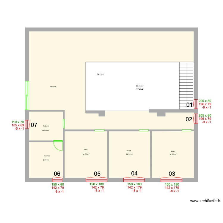 TRESNAJ 1 prozori problem. Plan de 0 pièce et 0 m2