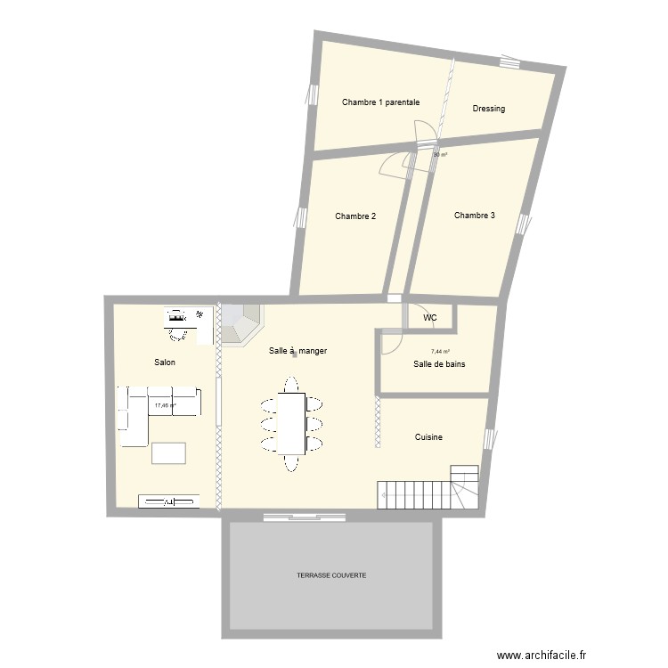 projet arthaud. Plan de 6 pièces et 121 m2