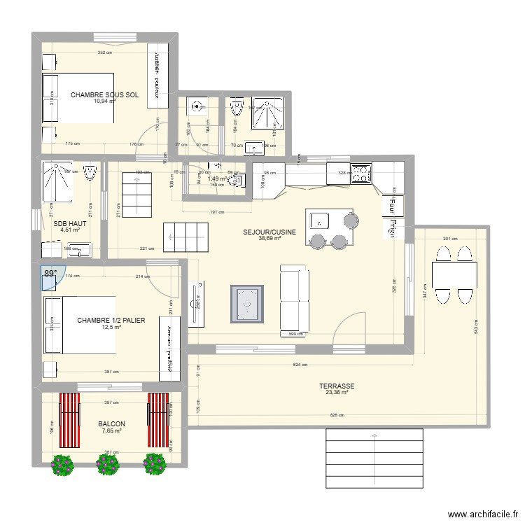 BRINDEAU 8. Plan de 7 pièces et 99 m2