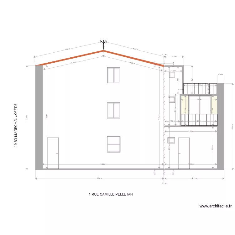 FACADE AVANT TRAVAUX. Plan de 