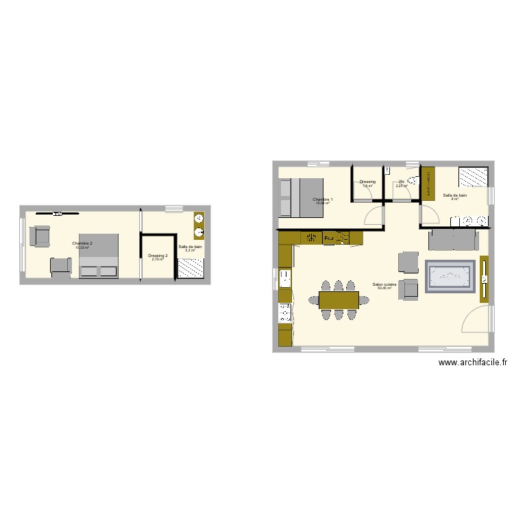 Maison lilas. Plan de 8 pièces et 97 m2
