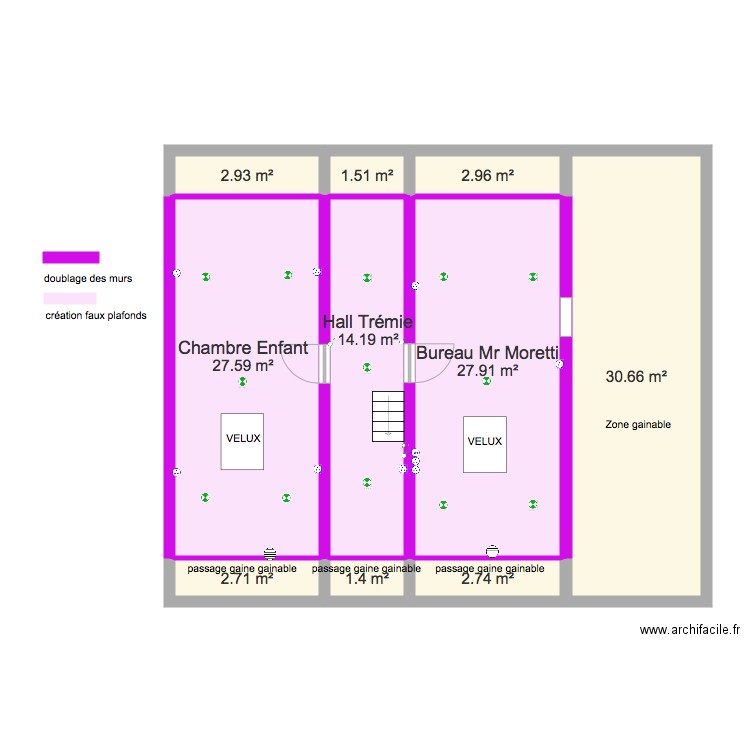 Projet Moretti Combles. Plan de 0 pièce et 0 m2