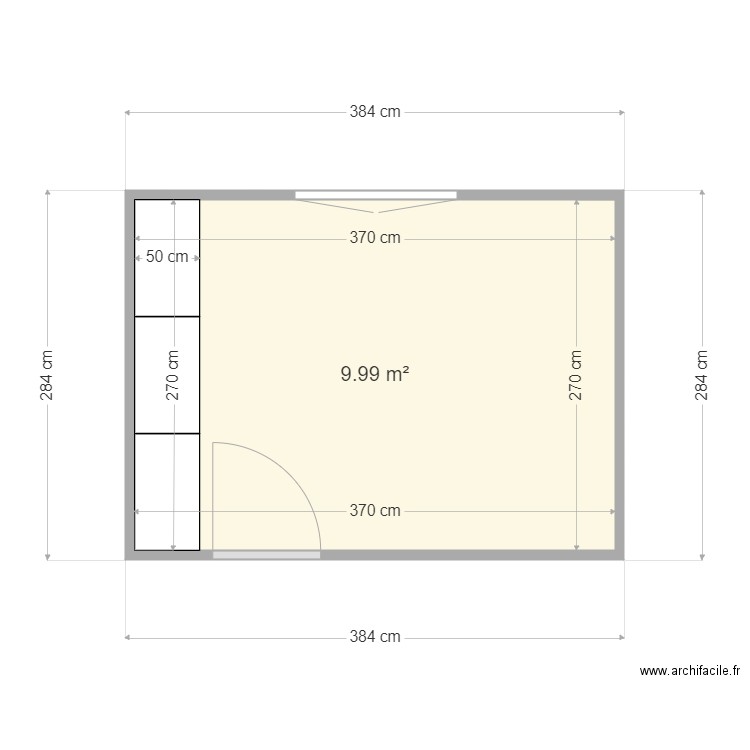 Chambre . Plan de 1 pièce et 10 m2