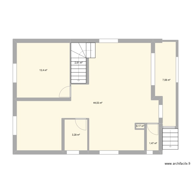 Maison PEUPLIERS - RDC. Plan de 7 pièces et 72 m2