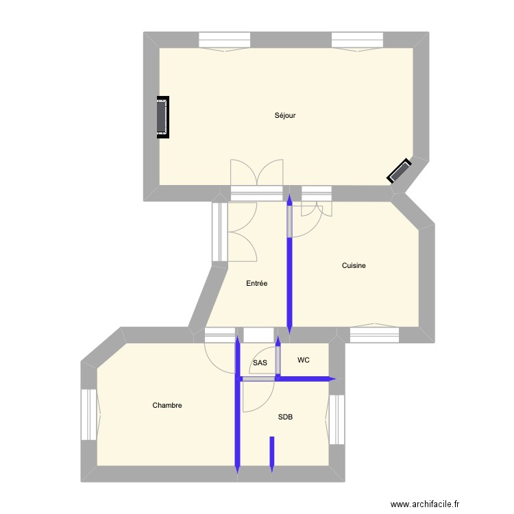 Paris Plan de masse noms. Plan de 7 pièces et 54 m2