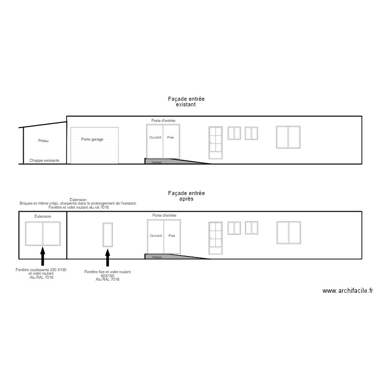 Façade entrée. Plan de 0 pièce et 0 m2