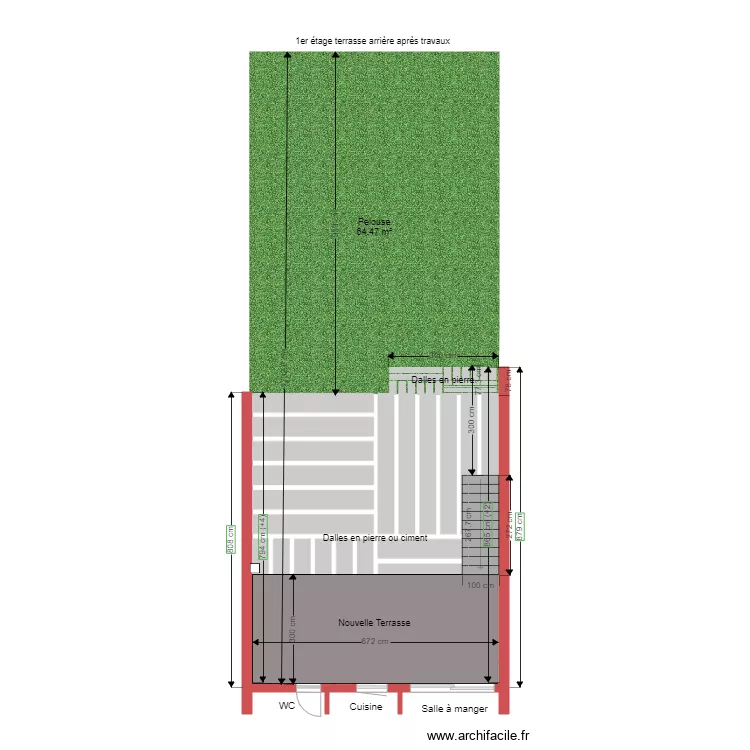202009221550 1er &eacute;tage terrasse arri&egrave;re apr&egrave;s travaux. Plan de 